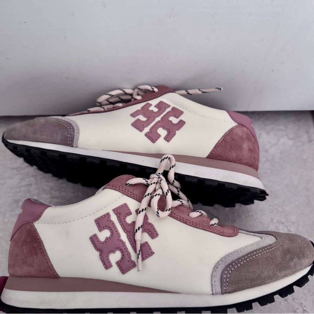 Tory Burch Pink and Cream Sneakers Retro Style